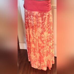 Orange Tie-Dye Maxi Skirt